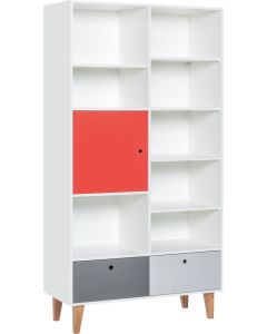 Vox Bookcase CONCEPT Wide White/Red