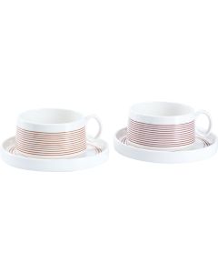Vox Cup with Saucer LINEO (Set of 2) Red/Orange Porcelain