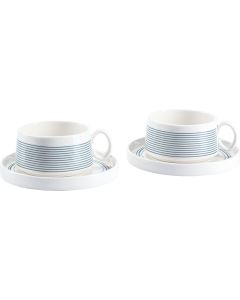 Vox Cup with Saucer LINEO (Set of 2) Blue Porcelain